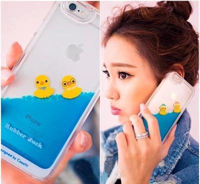 适用于苹果iPhone6韩国游泳鸭子手机壳 液体手机壳6pl
