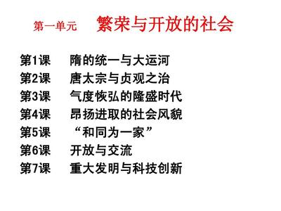 七年级历史下:第一单元_繁荣与开放的社会复习课件北师大版答案PPT